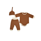  Body, pantaloni si caciula, 3 piese,   BabyCloud, Maro caramel, 74 cm